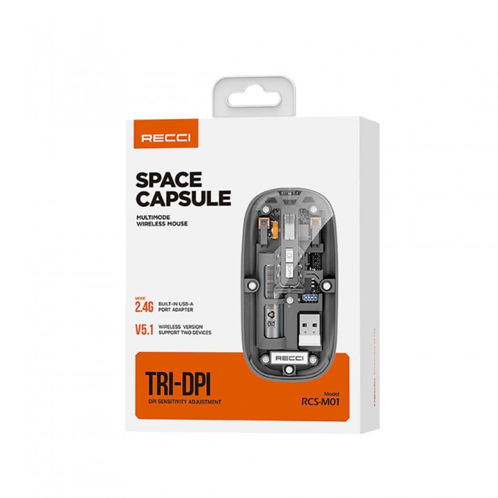 Recci RCS-M01 Space Capsule Serisi Multimod Kablosuz Şeffaf Tasarım Mouse