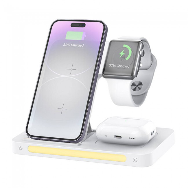 Recci RCW-31 4in1 Magsafe 15W Hızlı Şarj Özellikli LED Işıklı Magnetik Kablosuz Şarj Standı Recci RCW-31 4in1 Magsafe 15W Hızlı Şarj Özellikli LED Işıklı Magnetik Kablosuz Şarj Standı