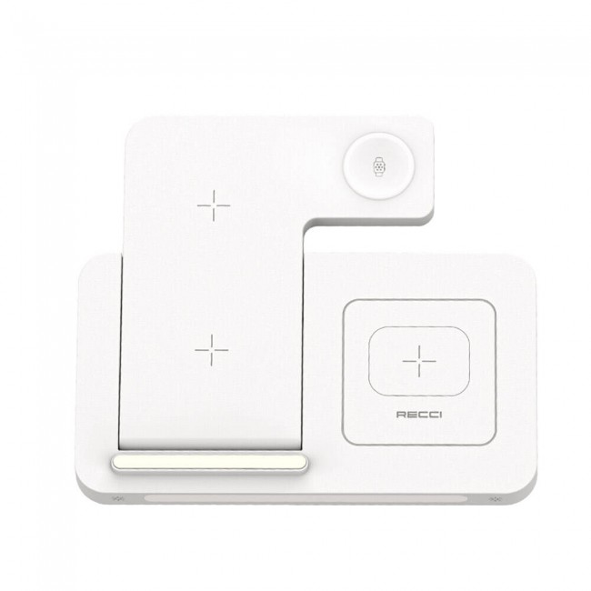 Recci RCW-31 4in1 Magsafe 15W Hızlı Şarj Özellikli LED Işıklı Magnetik Kablosuz Şarj Standı Recci RCW-31 4in1 Magsafe 15W Hızlı Şarj Özellikli LED Işıklı Magnetik Kablosuz Şarj Standı