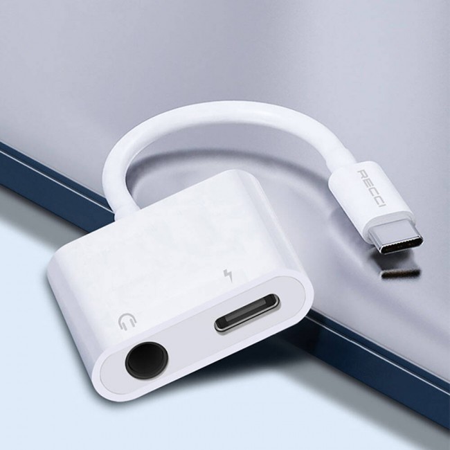 Recci RDS-A02 Type-C 2in1 Şarj ve Ses Adaptörü Recci RDS-A02 Type-C 2in1 Şarj ve Ses Adaptörü