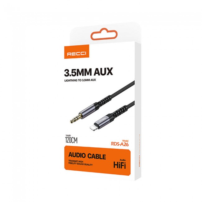 Recci RDS-A26 Lightning to 3.5mm AUX Audio Kablo Recci RDS-A26 Lightning to 3.5mm AUX Audio Kablo