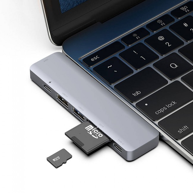 Recci RH08 Type-C to Type-C + SD/TF + USB3.0 + USB2.0 + HDMI + Thunderbolt 3 Bağlantılı 7in2 Hub Recci RH08 Type-C to Type-C + SD/TF + USB3.0 + USB2.0 + HDMI + Thunderbolt 3 Bağlantılı 7in2 Hub
