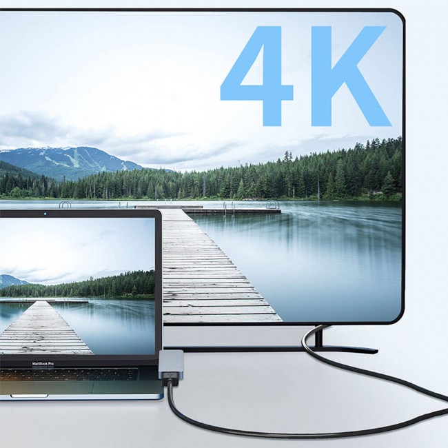 Recci RH08 Type-C to Type-C + SD/TF + USB3.0 + USB2.0 + HDMI + Thunderbolt 3 Bağlantılı 7in2 Hub Recci RH08 Type-C to Type-C + SD/TF + USB3.0 + USB2.0 + HDMI + Thunderbolt 3 Bağlantılı 7in2 Hub