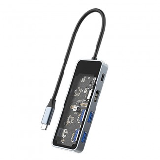 Recci RH16 Type-C to Type-C PD100W + USB3.0 + HDMI + Type-C Bağlantılı 5in1 Hub Recci RH16 Type-C to Type-C PD100W + USB3.0 + HDMI + Type-C Bağlantılı 5in1 Hub