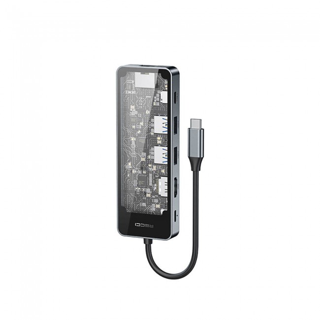 Recci RH17 Type-C to Type-C PD100W + USB3.0 + HDMI + Type-C + RJ45 Bağlantılı 6in1 Hub Recci RH17 Type-C to Type-C PD100W + USB3.0 + HDMI + Type-C + RJ45 Bağlantılı 6in1 Hub