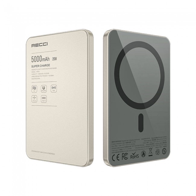 Recci RP25 PD 20W Ultra İnce Hızlı Şarj Özellikli Wireless Powerbank 15W 5000mAh Recci RP25 PD 20W Ultra İnce Hızlı Şarj Özellikli Wireless Powerbank 15W 5000mAh