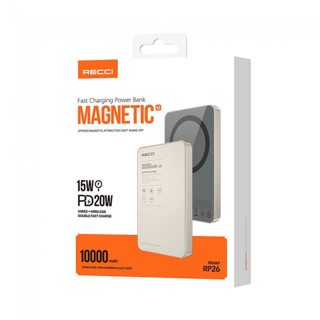 Recci RP26 PD 20W Ultra İnce Hızlı Şarj Özellikli Wireless Powerbank 15W 10000mAh Recci RP26 PD 20W Ultra İnce Hızlı Şarj Özellikli Wireless Powerbank 15W 10000mAh