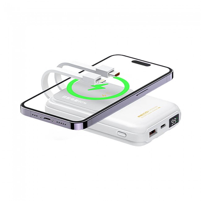 Recci RPB-W10 Polaris Serisi Çift Kablolu LED Dijital Göstergeli Wireless Powerbank 15W 10000mAh Recci RPB-W10 Polaris Serisi Çift Kablolu LED Dijital Göstergeli Wireless Powerbank 15W 10000mAh