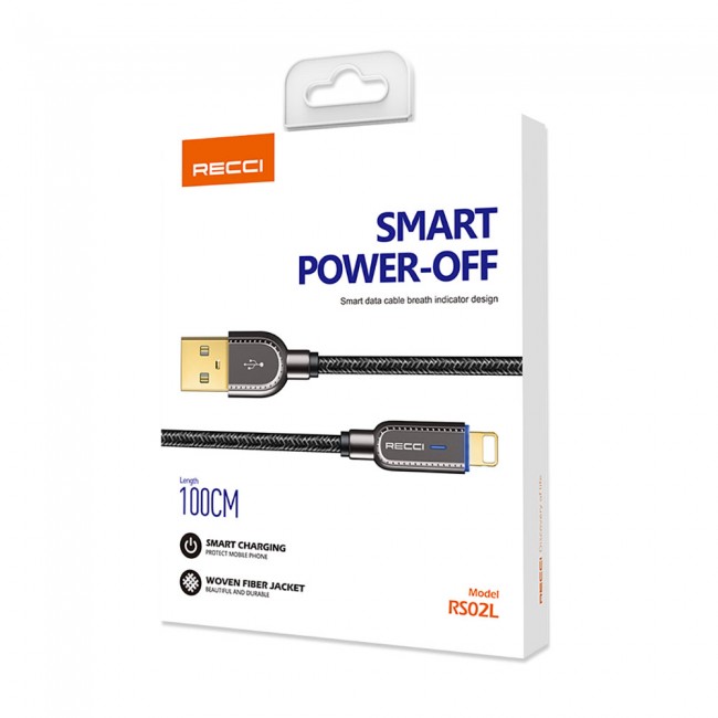 Recci RS02L Smart Power-Off Serisi Hızlı Şarj Özellikli Lightning To USB-A Kablo 1M Recci RS02L Smart Power-Off Serisi Hızlı Şarj Özellikli Lightning To USB-A Kablo 1M