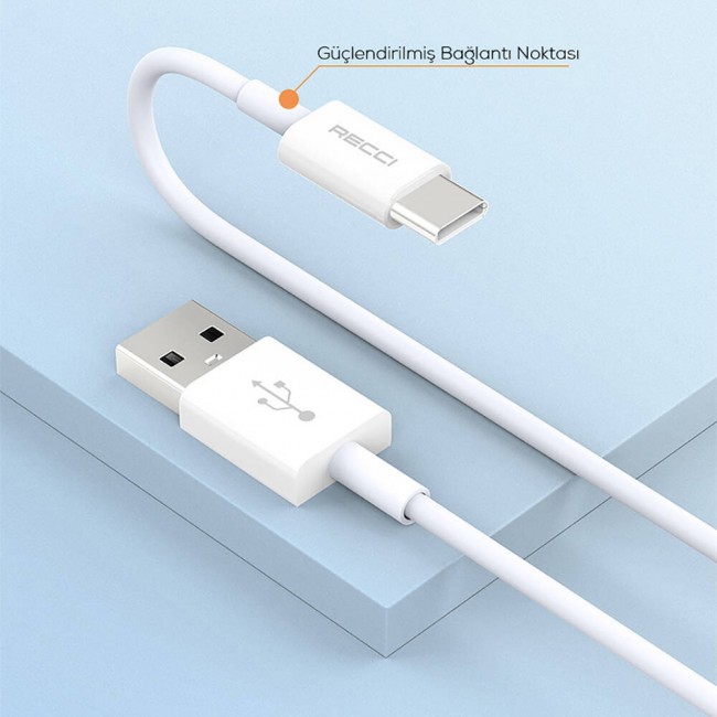 Recci RS06C USB-A to Type-C 3A Hızlı Şarj Özellikli Data ve Şarj Kablosu 1M Recci RS06C USB-A to Type-C 3A Hızlı Şarj Özellikli Data ve Şarj Kablosu 1M