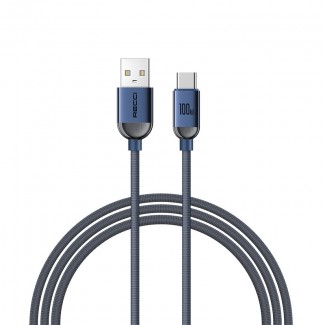 Recci RS09C Crystal Serisi 100W Hızlı Şarj Özellikli USB-A To Type-C Kablo 1.2M Recci RS09C Crystal Serisi 100W Hızlı Şarj Özellikli USB-A To Type-C Kablo 1.2M