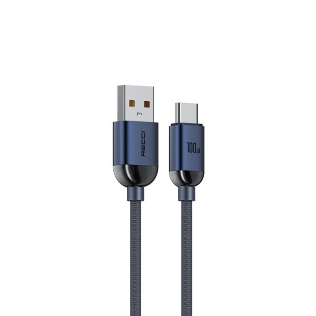 Recci RS09C Crystal Serisi 100W Hızlı Şarj Özellikli USB-A To Type-C Kablo 1.2M