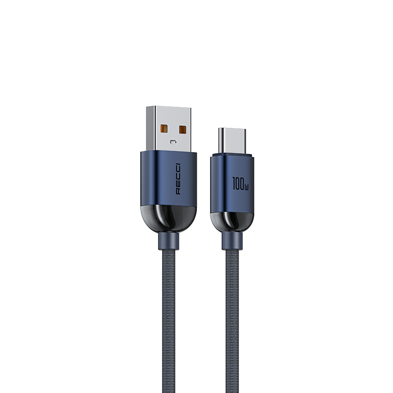 Recci RS09C Crystal Serisi 100W Hızlı Şarj Özellikli USB-A To Type-C Kablo 1.2M Recci RS09C Crystal Serisi 100W Hızlı Şarj Özellikli USB-A To Type-C Kablo 1.2M