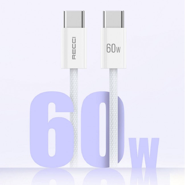 Recci RS15CC Nature Serisi 60W Hızlı Şarj Özellikli Type-C To Type-C PD Kablo 2M Recci RS15CC Nature Serisi 60W Hızlı Şarj Özellikli Type-C To Type-C PD Kablo 2M