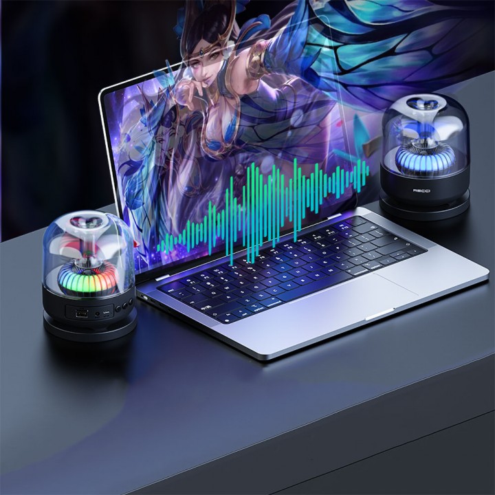 Recci RSK-W31 Amber Serisi FM/TF/AUX Hi-Fi RGB Işıklı Wireless Bluetooth 5.0 Speaker Hoparlör 5W 500mAh