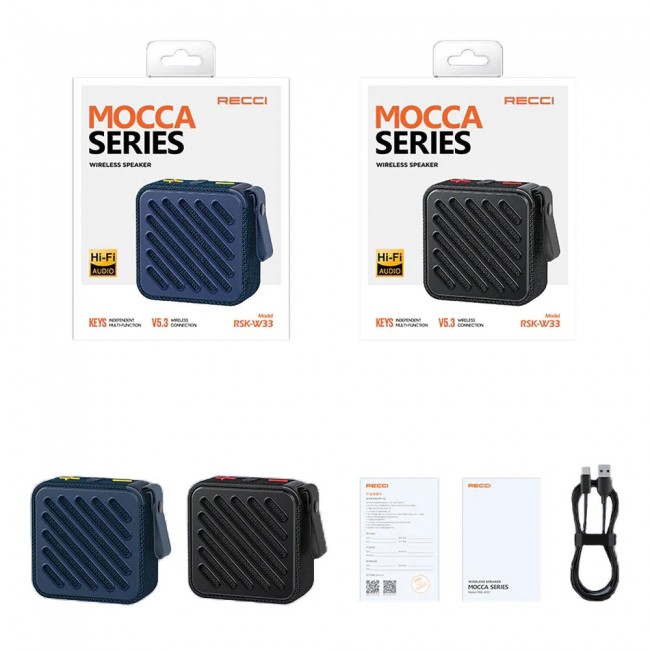 Recci RSK-W33 Mocca Serisi TF/AUX/USB Askılı Akıllı Wireless Bluetooth 5.3 Speaker Hoparlör Recci RSK-W33 Mocca Serisi TF/AUX/USB Askılı Akıllı Wireless Bluetooth 5.3 Speaker Hoparlör