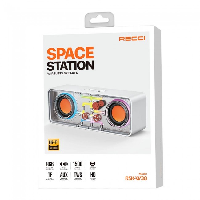 Recci RSK-W38 Space Station Serisi RGB Led Işıklı Bluetooth Hoparlör FM Radio Özellikli Recci RSK-W38 Space Station Serisi RGB Led Işıklı Bluetooth Hoparlör FM Radio Özellikli