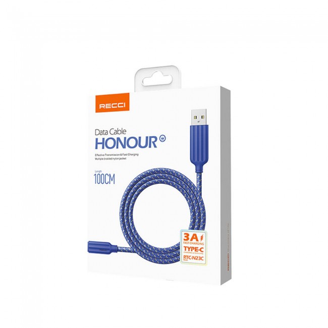 Recci RTC-N23C 3A Hızlı Şarj Özellikli Type-C to USB-A Kablo 1M Recci RTC-N23C 3A Hızlı Şarj Özellikli Type-C to USB-A Kablo 1M