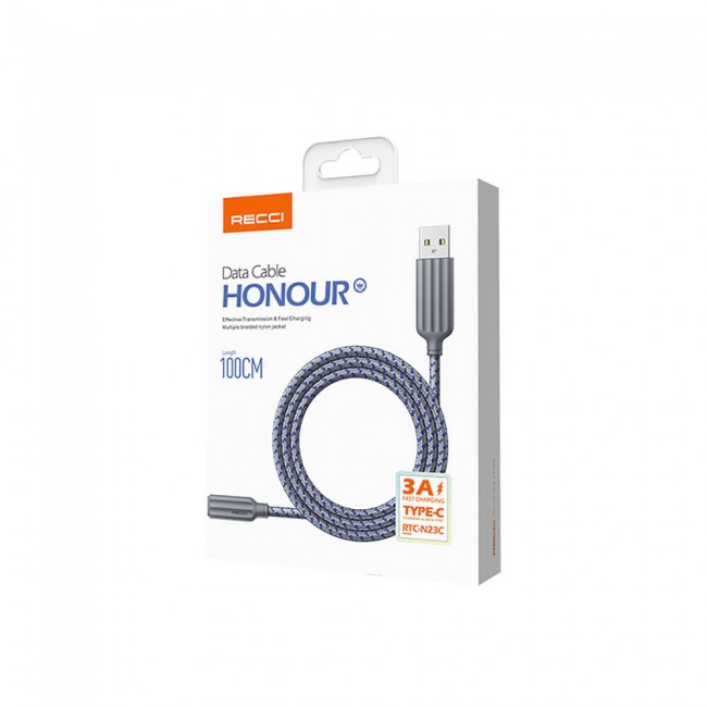 Recci RTC-N23C 3A Hızlı Şarj Özellikli Type-C to USB-A Kablo 1M Recci RTC-N23C 3A Hızlı Şarj Özellikli Type-C to USB-A Kablo 1M