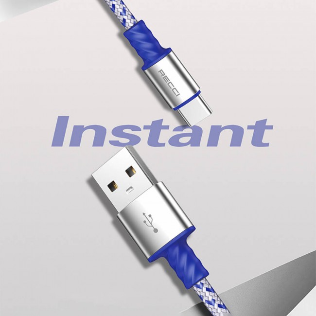Recci RTC-N33C Instant Serisi USB-A to Type-C 3A Hızlı Şarj Özellikli Şarj ve Data Kablosu 2M Recci RTC-N33C Instant Serisi USB-A to Type-C 3A Hızlı Şarj Özellikli Şarj ve Data Kablosu 2M