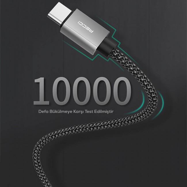Recci RTC-P08CC Type-C to Type-C PD 100W 5A Hızlı Şarj Naylon Örgü Tasarım Şarj ve Data Kablosu 1.5M Recci RTC-P08CC Type-C to Type-C PD 100W 5A Hızlı Şarj Naylon Örgü Tasarım Şarj ve Data Kablosu 1.5M