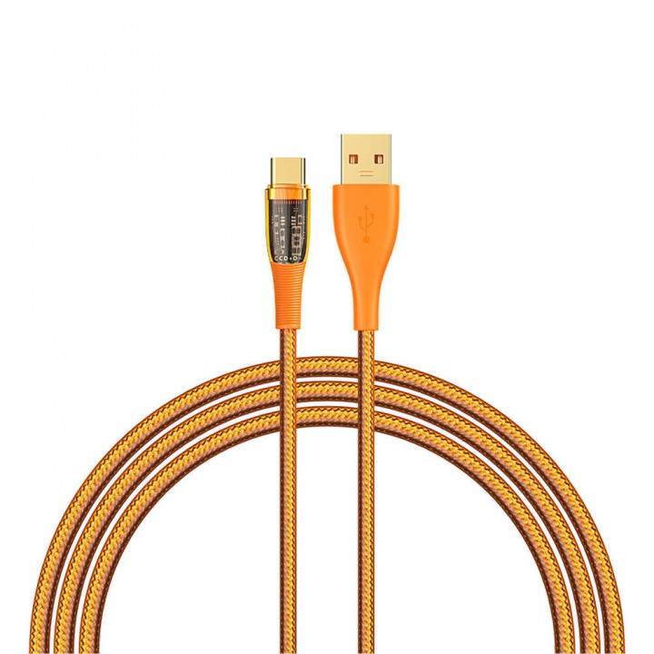 Recci RTC-P19C Amber Serisi USB-A to Type-C 6A Şeffaf Tasarım Şarj ve Data Kablosu 1.5M