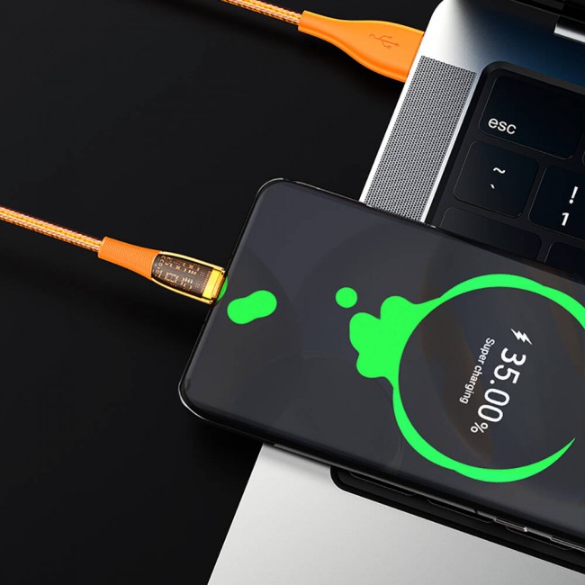 Recci RTC-P19C Amber Serisi USB-A to Type-C 6A Şeffaf Tasarım Şarj ve Data Kablosu 1.5M Recci RTC-P19C Amber Serisi USB-A to Type-C 6A Şeffaf Tasarım Şarj ve Data Kablosu 1.5M