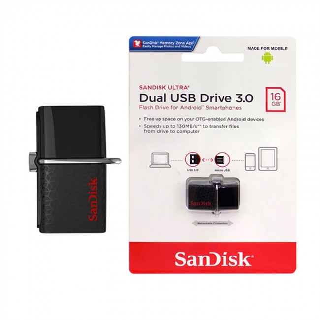Sandisk Dual Drive 16 GB Micro OTG Flash Disk Sandisk Dual Drive 16 GB Micro OTG Flash Disk