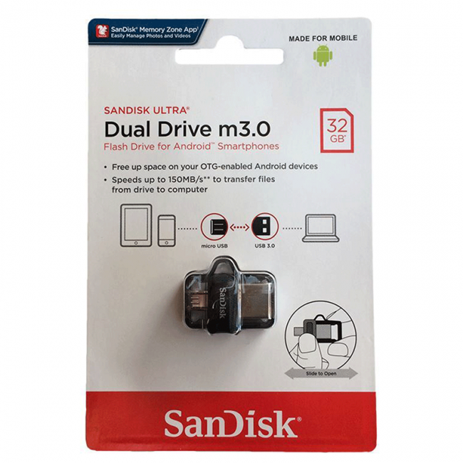 Sandisk Dual Drive 32 GB M3.0 Micro OTG Flash Disk Sandisk Dual Drive 32 GB M3.0 Micro OTG Flash Disk