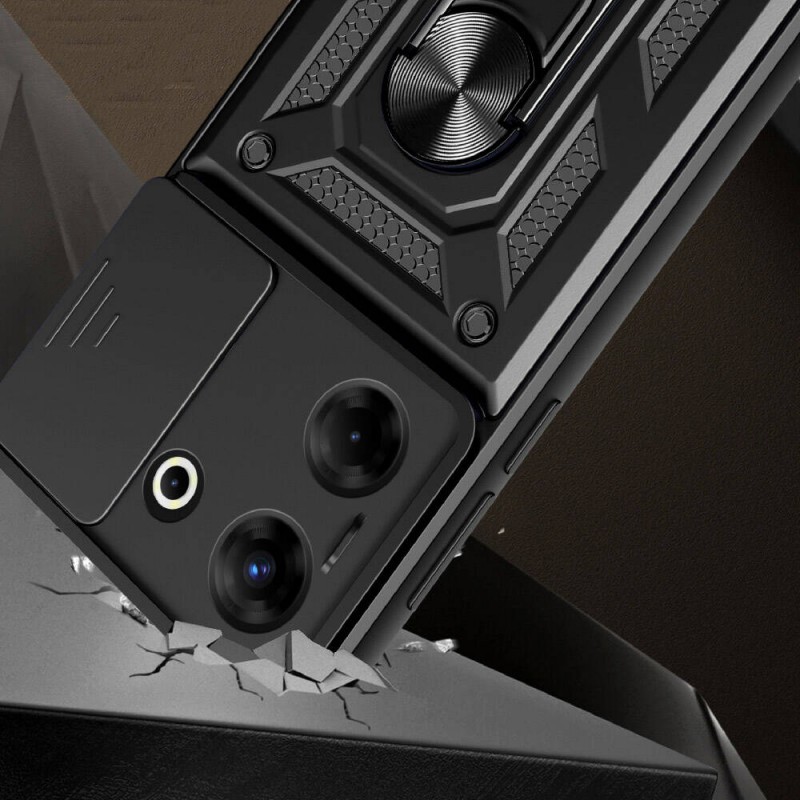 Bal-z Tecno Camon 20 Pro 4G Kılıf Magnetik Standlı Kamera Korumalı  Sürgülü Vega Kapak