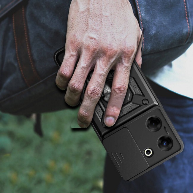 Tecno Camon 20 Pro 4G Kılıf Magnetik Standlı Kamera Korumalı Zore Sürgülü Vega Kapak Tecno Camon 20 Pro 4G Kılıf Magnetik Standlı Kamera Korumalı Zore Sürgülü Vega Kapak