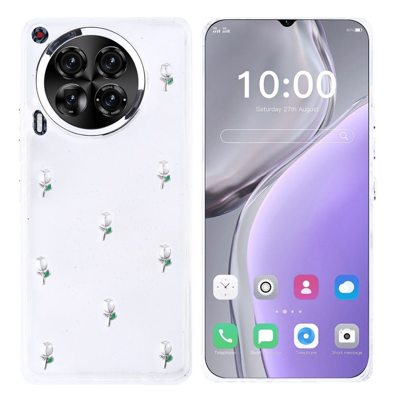 Bal-z Tecno Camon 30 4G Kılıf Airbag Tasarımlı Simli Şeffaf Zore Kutup Kapak