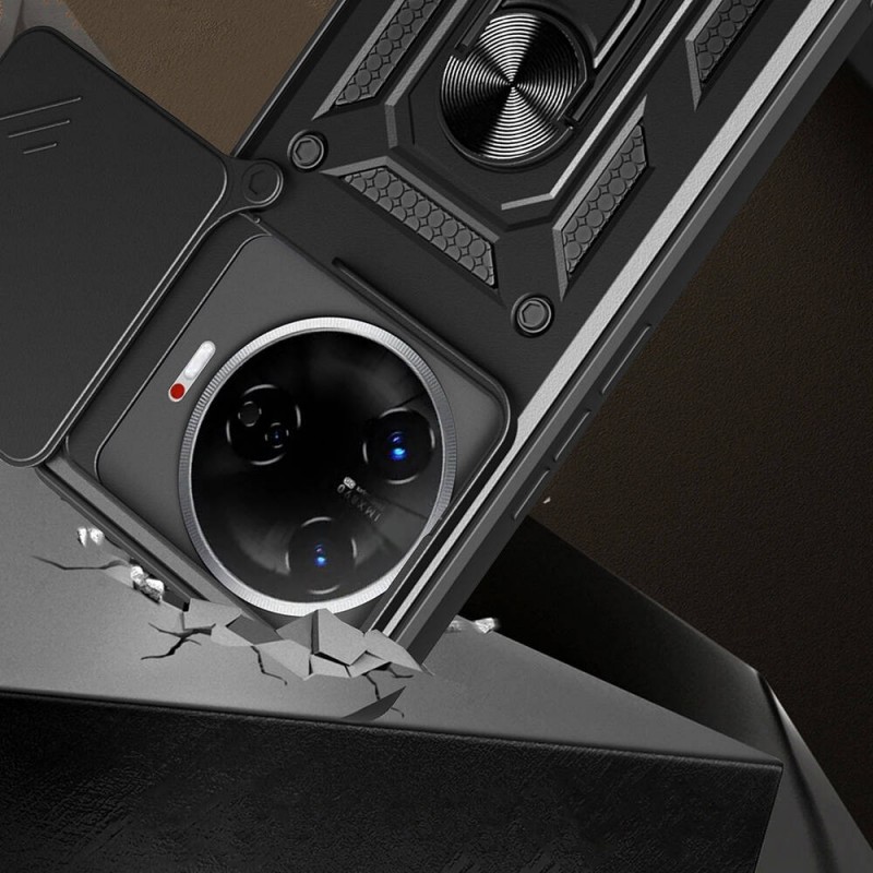 Bal-z Tecno Camon 30 Pro 5G Kılıf Magnetik Standlı Kamera Korumalı Zore Sürgülü Vega Kapak