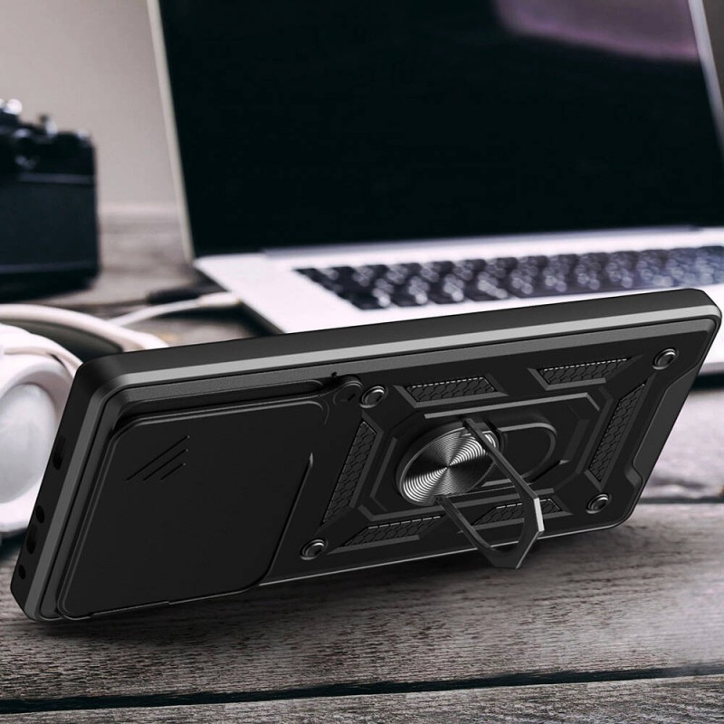 Bal-z Tecno Camon 30 Pro 5G Kılıf Magnetik Standlı Kamera Korumalı Zore Sürgülü Vega Kapak