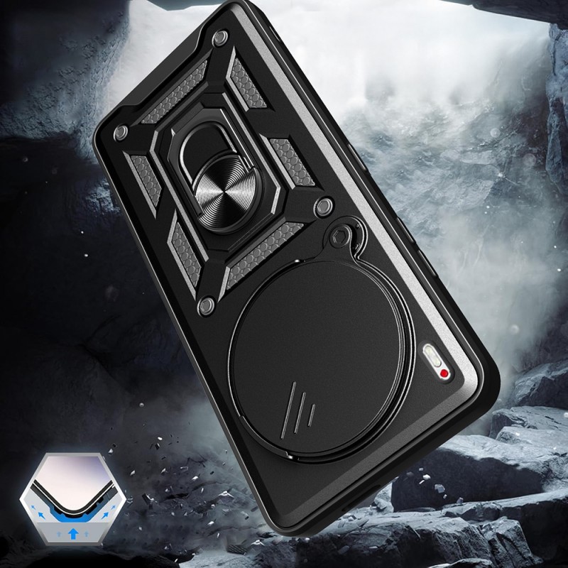 Bal-z Tecno Camon 40 Premier 5G Kılıf Magnetik Standlı Kamera Korumalı  Sürgülü Vega Kapak