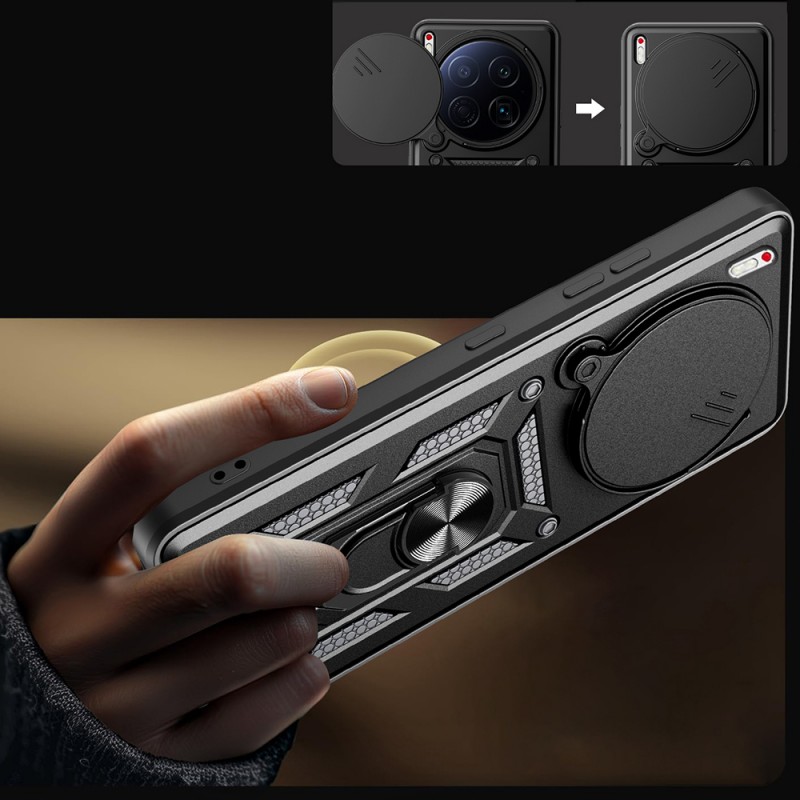 Bal-z Tecno Camon 40 Premier 5G Kılıf Magnetik Standlı Kamera Korumalı  Sürgülü Vega Kapak