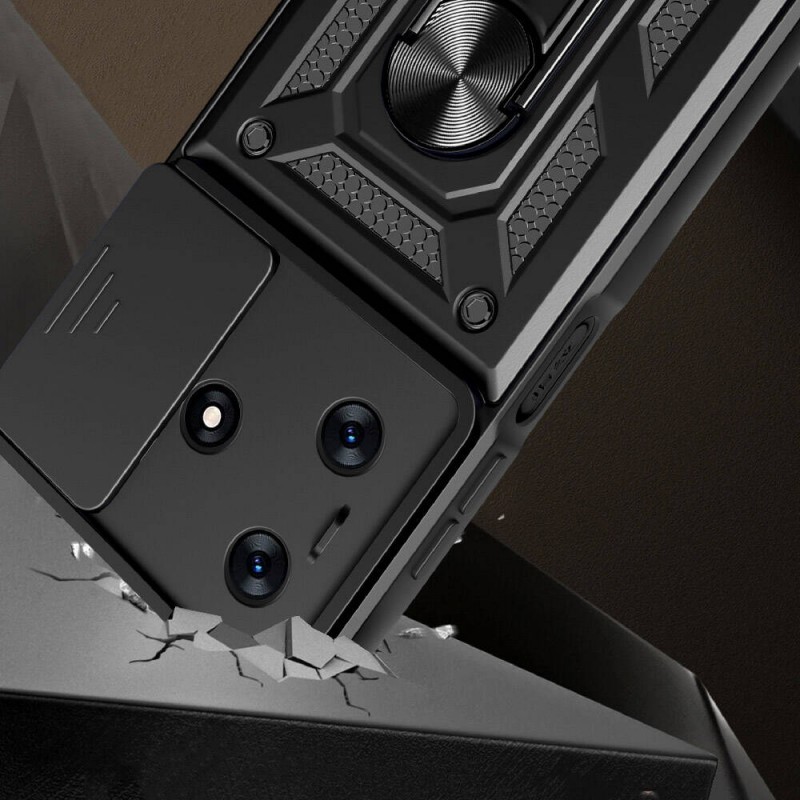 Bal-z Tecno Spark 10 4G Kılıf Magnetik Standlı Kamera Korumalı  Sürgülü Vega Kapak