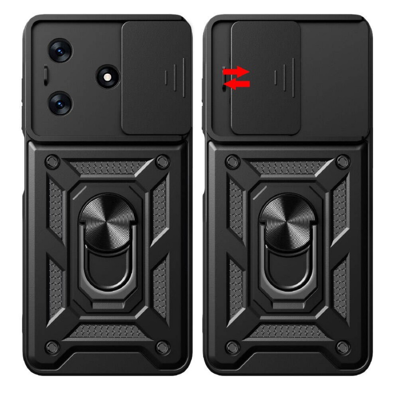 Bal-z Tecno Spark 10 4G Kılıf Magnetik Standlı Kamera Korumalı  Sürgülü Vega Kapak