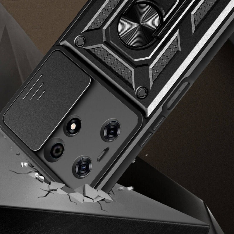 Bal-z Tecno Spark 10 Pro Kılıf Magnetik Standlı Kamera Korumalı  Sürgülü Vega Kapak