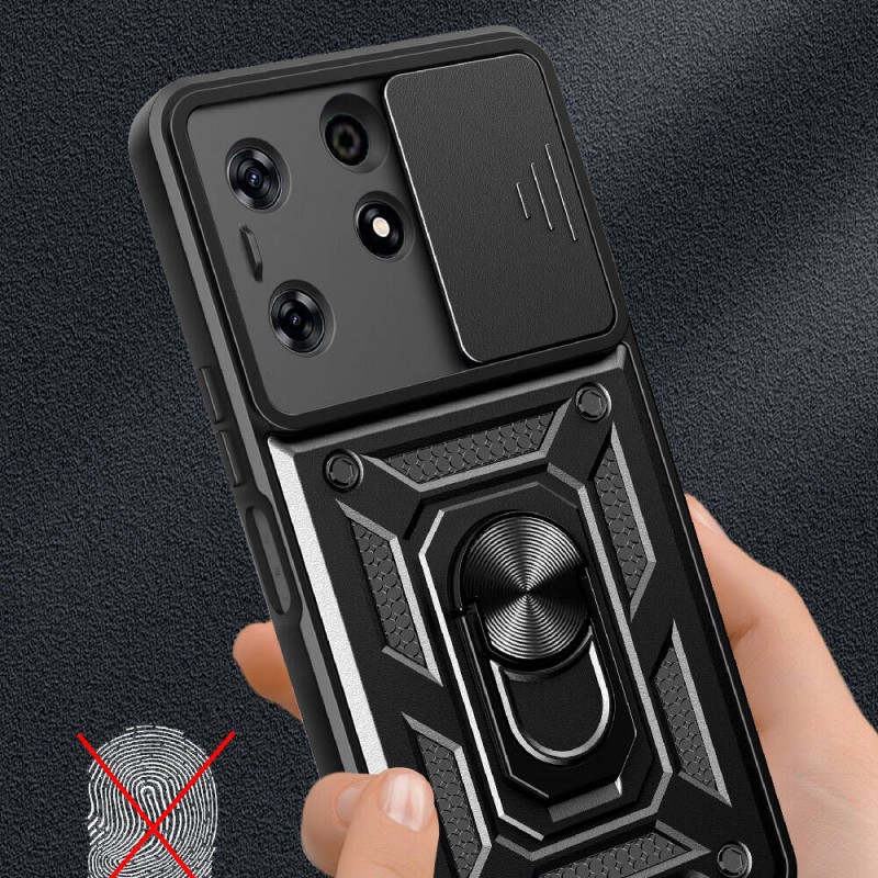 Bal-z Tecno Spark 10 Pro Kılıf Magnetik Standlı Kamera Korumalı  Sürgülü Vega Kapak