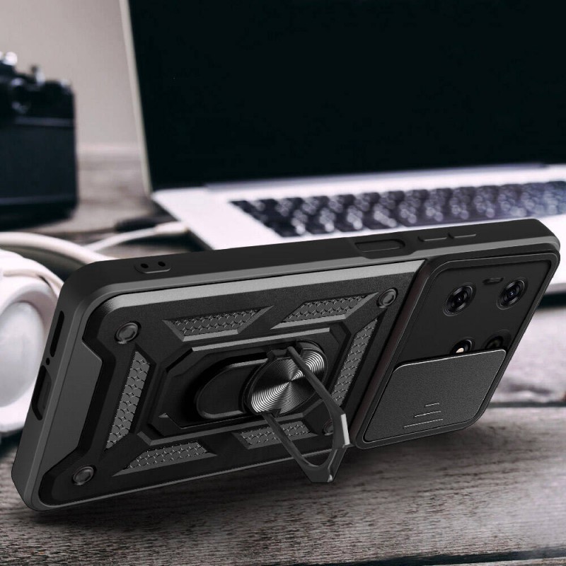 Bal-z Tecno Spark 10 Pro Kılıf Magnetik Standlı Kamera Korumalı  Sürgülü Vega Kapak