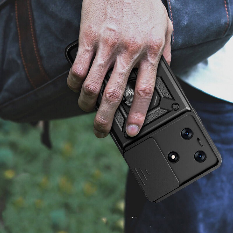 Bal-z Tecno Spark 10C Kılıf Magnetik Standlı Kamera Korumalı  Sürgülü Vega Kapak