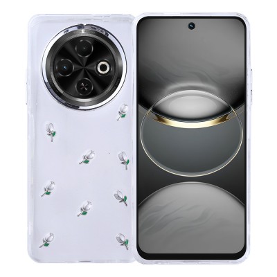 Bal-z Tecno Spark 30C Kılıf Airbag Tasarımlı Simli Şeffaf Zore Kutup Kapak