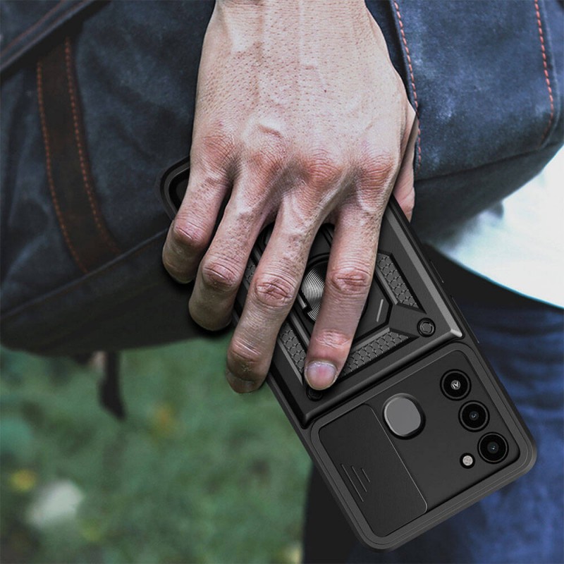 Bal-z Tecno Spark 8C Kılıf Magnetik Standlı Kamera Korumalı  Sürgülü Vega Kapak