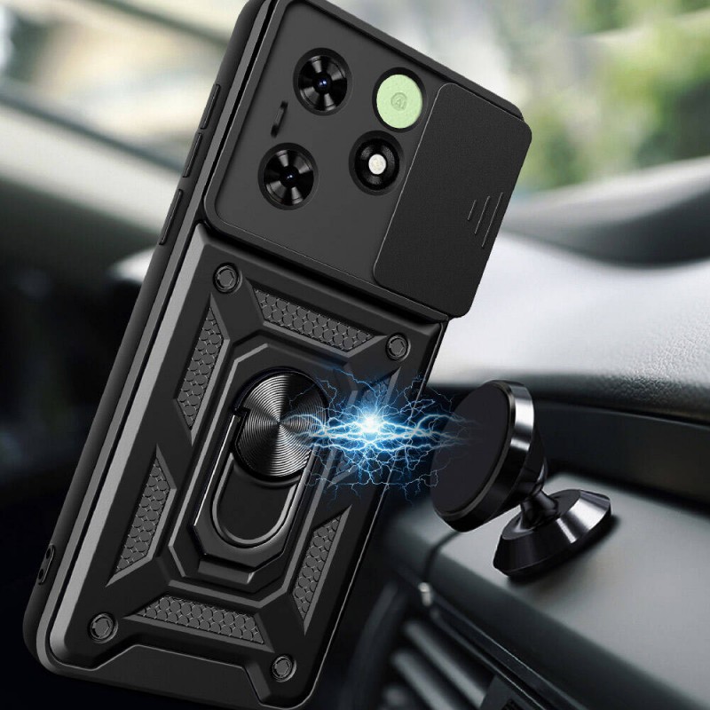 Bal-z Tecno Spark Go 2024 Kılıf Magnetik Standlı Kamera Korumalı  Sürgülü Vega Kapak