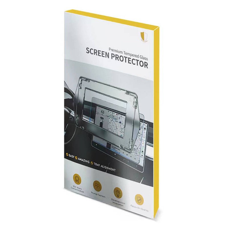 Bal-z Tesla Model S Araç Multimedya Ekran Koruyucu AR Oleofobik Uygulama Aparatlı  Premium Temperli Cam Ekran Koruyucu