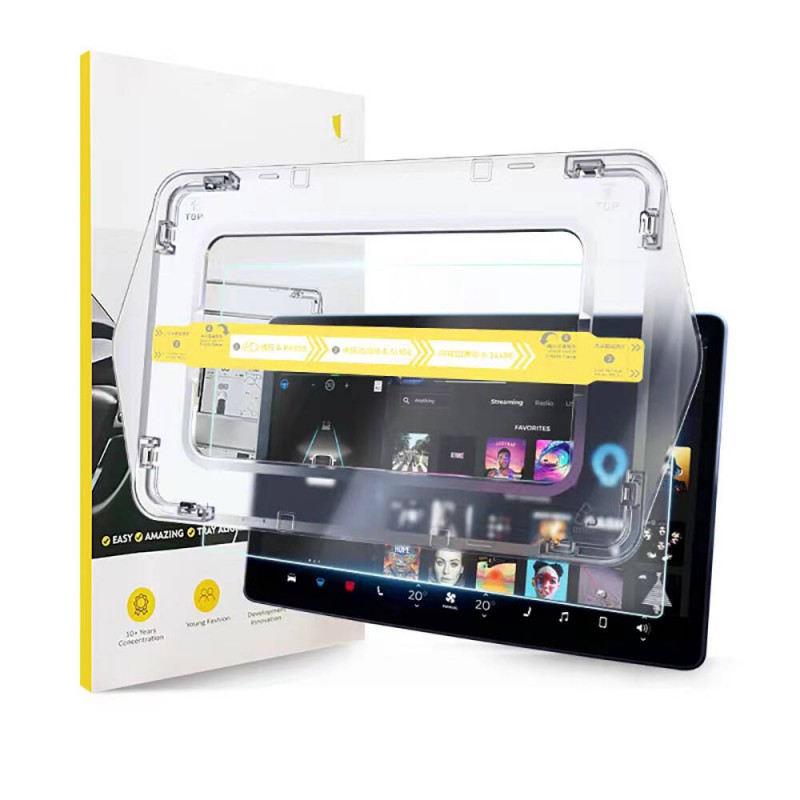 Bal-z Tesla Model X Araç Multimedya Ekran Koruyucu AR Oleofobik Uygulama Aparatlı  Premium Temperli Cam Ekran Koruyucu