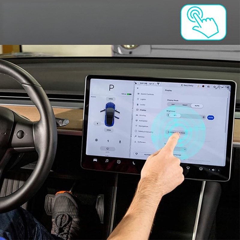Bal-z Tesla Yeni Model Y 2in1 Araç Multimedya Ekran Koruyucu Uygulama Aparatlı  Premium Mat Temperli Cam Ekran Koruyucu