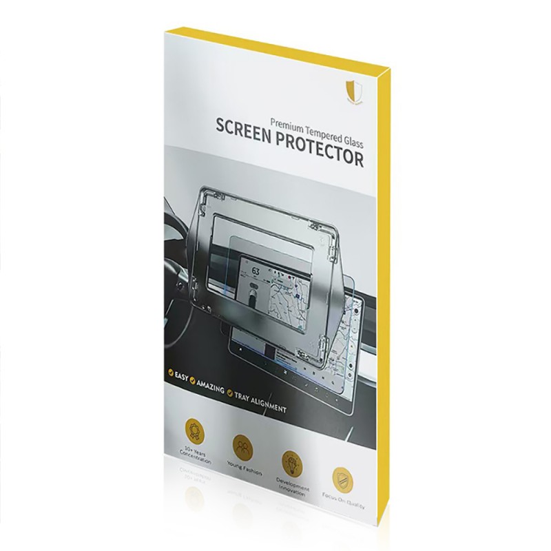 Bal-z Tesla Yeni Model Y 2in1 Araç Multimedya Ekran Koruyucu Uygulama Aparatlı  Premium Temperli Cam Ekran Koruyucu