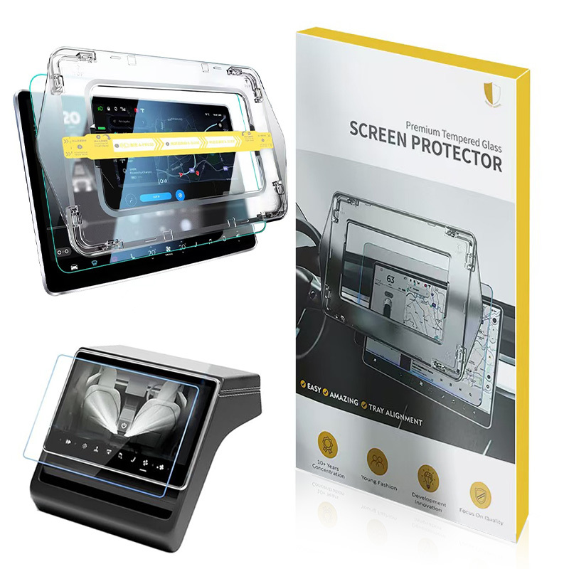 Bal-z Tesla Yeni Model Y 2in1 Araç Multimedya Ekran Koruyucu Uygulama Aparatlı  Premium Temperli Cam Ekran Koruyucu